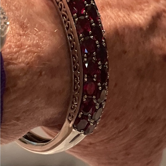 Rhodolite Garnet SS  filigree bracelet - Picture 12 of 12